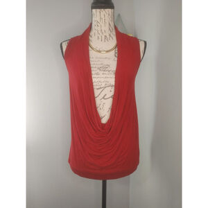 Women's Studio Y Deep V Neck Tank Top Size S Red